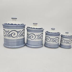Corelle Oceanview Canisters Set of 4 With Lids XL-L-M-S 2000's